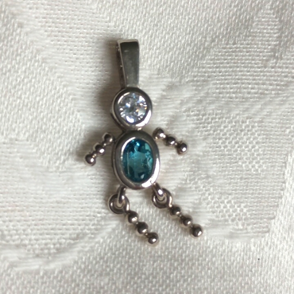 Sterling Silver Italy Aquamarine Birthstone Boy Charm